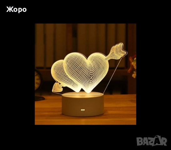 Романтична 3D акрилна настолна нощна лампа-сувенир/подарък за различни поводи, снимка 6 - Настолни лампи - 43715865