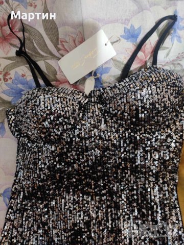 Сребърна рокля с пайети , снимка 3 - Рокли - 43554273