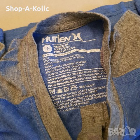 Original HURLEY Premium Fit Long Sleeve Grey Blue Button Neck Shirt, снимка 3 - Блузи - 38452643