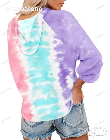 Нов дамски суичър с качулка Tie Dye, 3цвята , снимка 9 - Суичъри - 48456824