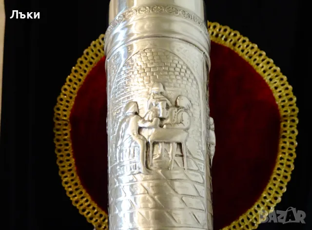  Бокал от калай с релефни картини Кръчма,Изба,Сватба. , снимка 6 - Антикварни и старинни предмети - 48175720