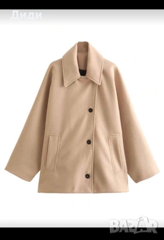 Бежово палтенце oversize, снимка 3 - Палта, манта - 53157301