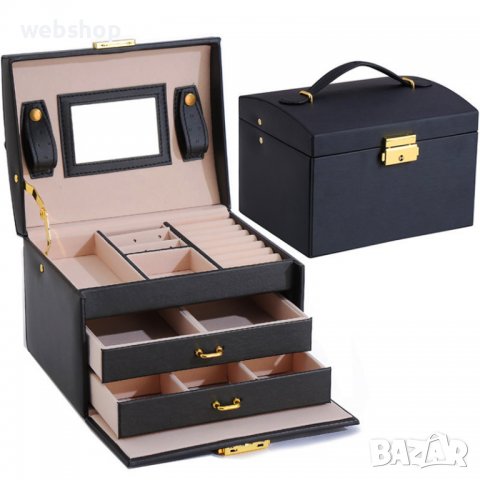 Органайзер / Кутия за бижута с 2 чекмеджета , черен цвят, снимка 2 - Декорация за дома - 38931107