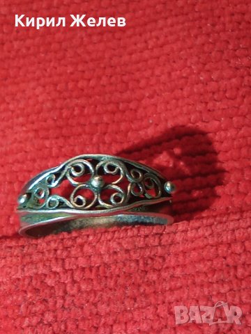 СТАРИНЕН СРЕБЪРЕН РЕТРО ОРНАМЕНТИКА ПРЪСТЕН ЛАКИРАНО СРЕБРО РЪЧНА ИЗРАБОТКА 12659, снимка 4 - Антикварни и старинни предмети - 43225159