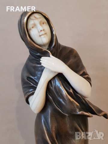 През бурята скулптура стил АРТ ДЕКО Франция 19 век бронз и слонова кост, снимка 10 - Статуетки - 42960018