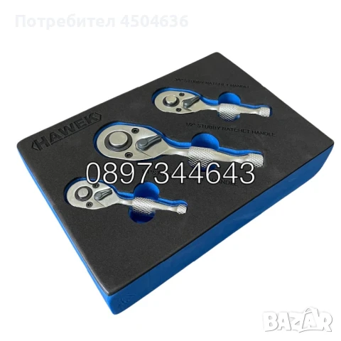 Тресчотки мини комплект 3 части HAWEK – 1/2", 3/8" и 1/4", 72 зъба,, снимка 5 - Други инструменти - 51362143