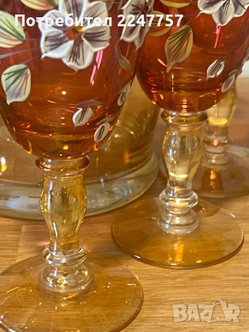 Винтидж бохемска Графа с бокали кристал Bohemia, снимка 6 - Чаши - 51508970