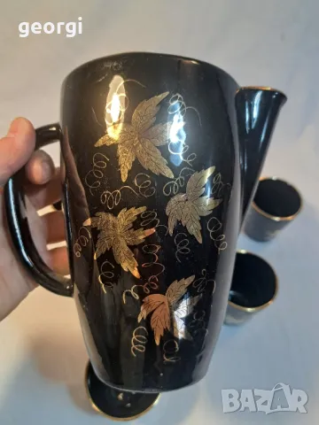 руски керамичен сервиз в черно с позлата    16/4, снимка 4 - Сервизи - 48987402
