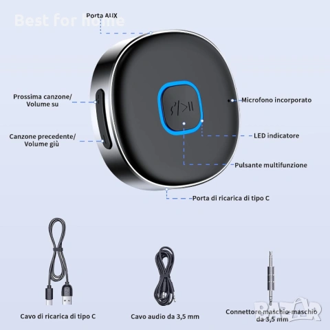 Hoppac Bluetooth 5.0 AUX Адаптер за кола – Hands-free разговори, Шумопотискане и 16ч. Батерия, снимка 3 - Bluetooth слушалки - 53212413