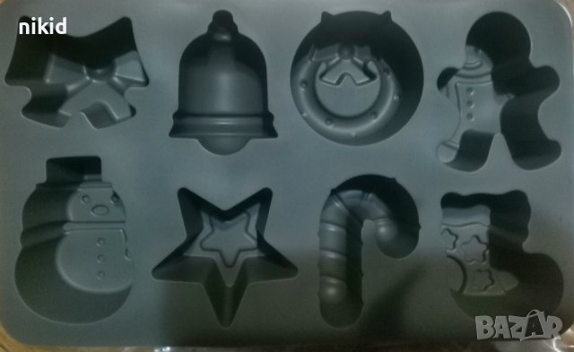 8 Големи Коледни фигурки дълбок силиконов молд форма фондан гипс сапун шоколад декор, снимка 2 - Форми - 38451992