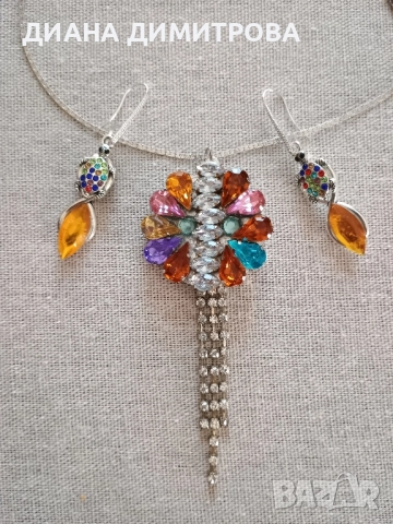 Авторско бижу колие и обеци! Подарък за жена!, снимка 3 - Колиета, медальони, синджири - 52431710