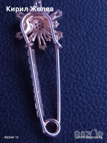 Брошка безопасна игла обсипана с цирконний преливащи в различни цветове 7287, снимка 6 - Други - 51395906