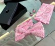 Папионка, кърпичка и ръкавели в розов цвят с кутия, снимка 1