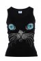 Нов дамски потник с 3D трансферен печат Котка със сини очи, Х-гръб, снимка 1