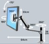 Висок клас регулируема стойка/рамо за монитор Ergotron LX за монтаж на бюро/плот/мебел, снимка 8