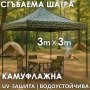 Камуфлажна Сгъваема Градинска Шатра 3×3м тип Хармоника – стабилна, водоустойчива и лесна за разпъван, снимка 1