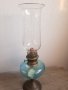 Стара газова френска настолна лампа синьо стъкло, снимка 2