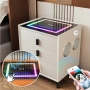 Интелигентно нощно шкафче Smart Heater LED, безжично зареждане, Bluetooth , бял, снимка 2