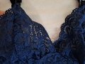 Дантелено бюстие без подплънки тъмносиньо, снимка 5