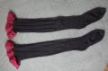 S/M силиконови чорапи с дантела в бордо цвят, снимка 7