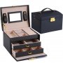 Органайзер / Кутия за бижута с 2 чекмеджета , черен цвят, снимка 2