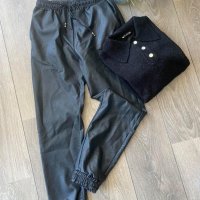 Дамски кожен панталон с връзки в черен цвят, снимка 7 - Панталони - 43524463