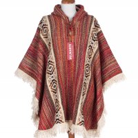 Автентичнo еквадорско унисекс пончо, 100% вълна, оранжево-червено, снимка 6 - Блузи с дълъг ръкав и пуловери - 40189932