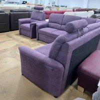 Лилав ъглов диван от плат с функция сън и фотьойл "PP-HS14006", снимка 2 - Дивани и мека мебел - 39971345