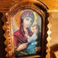 Старинен православен иконостас дърворезба  Богородица и младенеца - 27х 16 см - притежавайте този ик, снимка 4 - Антикварни и старинни предмети - 40352663