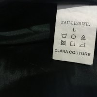 Френски нов бутиков шлифер тренч L Clara Couture зелен черно райе, снимка 12 - Шлифери - 27283202