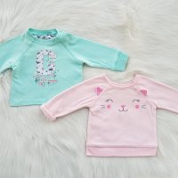Ватирани блузи за бебе 0-3 месеца, снимка 1 - Бебешки блузки - 38177926