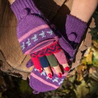 Перуански ръкавици с отворени пръсти и капаче различни цветове, снимка 4 - Ръкавици - 42999750