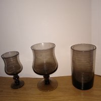 Сервиз чаши от опушено стъкло - 35 броя, снимка 1 - Сервизи - 37672594
