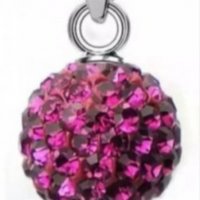 Sale Сребърно колие с ланче топче с кристали,dark pink/ново, снимка 1 - Колиета, медальони, синджири - 37944971
