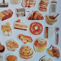 Скрапбук стикери за декорация планер рецептурник bakery печива - 45 бр /комплект , снимка 4 - Други - 38170171