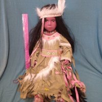 Красива порцеланова / керамична кукла индианка 60 см, снимка 5 - Кукли - 44015821