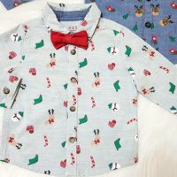 Коледна риза с папионка F&F за бебе 9-12 месеца, снимка 11 - Бебешки блузки - 35010487