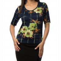 Дамска черна блуза с принт марка Cesy Fashion - 2XL, снимка 1 - Тениски - 38435383