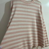 Макси изключително мека и еластична блуза в бяло и розово райе , снимка 2 - Блузи с дълъг ръкав и пуловери - 40058127