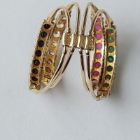 Златен пръстен с рубини, изумруди, сапфири и топази, снимка 6 - Пръстени - 38716397