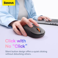 Baseus - Безжична мишка Tri-Mode ,Bluetooth 5.0, 2.4G, 1600 DPI - матирано сиво, снимка 5 - Клавиатури и мишки - 44878164