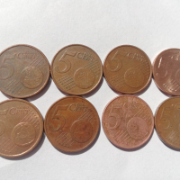 лот от 9 монети от 5 евро-цента 1999-, снимка 3 - Нумизматика и бонистика - 42125310