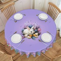Декоративна покривка за маса с лилаво цвете с Великденска тематика, 3размера, снимка 2 - Покривки за маси - 43877850