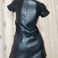XS ,Черна кожена къса рокля с къс ръкав , снимка 4 - Рокли - 43014356