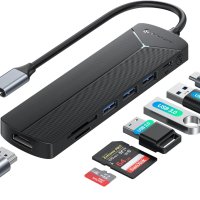 Yottamaster 7-в-1 USB C хъб, 4K HDMI, 5Gbps USB-Aх3, 100W PD USB-C, снимка 1 - Други - 42932121