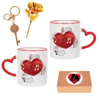 Kомплект "Обичам те" с чаша, златна роза и ключодържател

, снимка 1 - Декорация за дома - 43039149