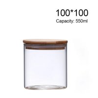 Стъклен буркан с бамбуков капак Кръгъл,10х10см , снимка 2 - Аксесоари за кухня - 43988992