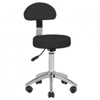 Козметичен/фризьорски стол - табуретка с облегалка AM-304 - 50/64 см - бяла/черна, снимка 3 - Педикюр и маникюр - 34099444