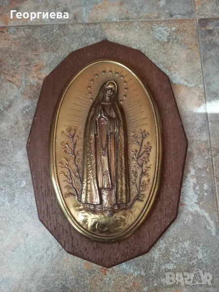 Дървено пано с Богородица , снимка 1