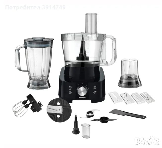 Кухненски робот 3,5л, блендер 1,8л, миксер, чопър, ренде, слайсър, кафемелачка, 1000W, +турбо пулс, снимка 1